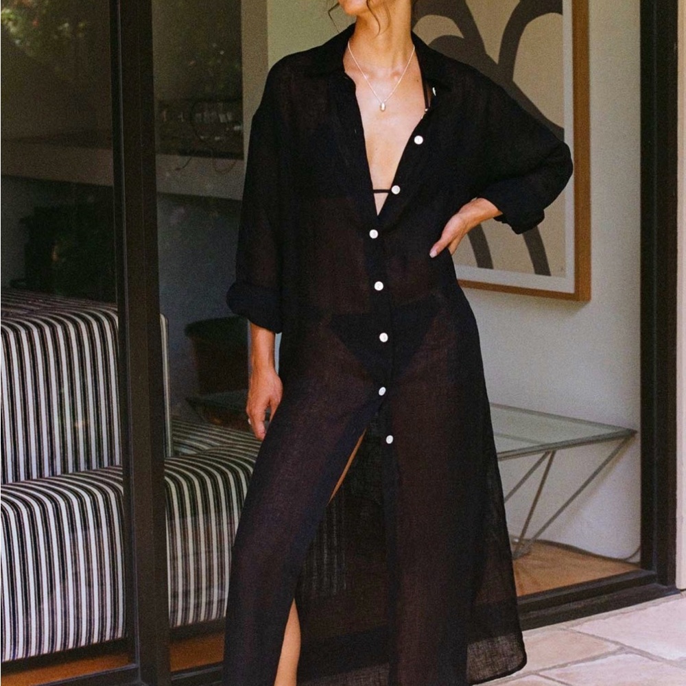 Vitamin A - Playa Eco Linen Cover-Up with belt